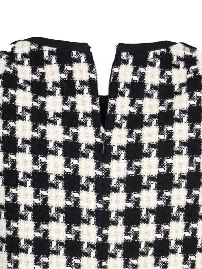 Valentino Embroidered Damier Light Tweed Short Dress In Black