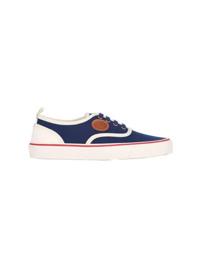Valentino Garavani Blue Low Top Sneakers With Vlogo Patch On The Side In Cotton Man In Blue