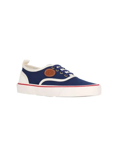 Valentino Garavani Blue Low Top Sneakers With Vlogo Patch On The Side In Cotton Man In Blue