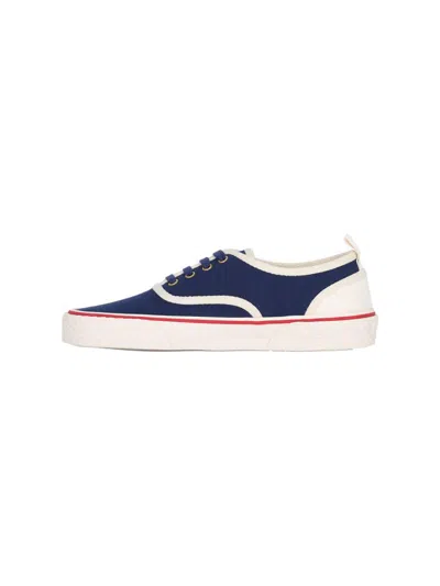 Valentino Garavani Blue Low Top Sneakers With Vlogo Patch On The Side In Cotton Man In Blue
