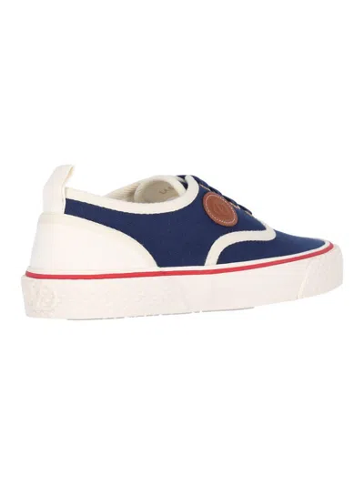 Valentino Garavani Blue Low Top Sneakers With Vlogo Patch On The Side In Cotton Man In Blue
