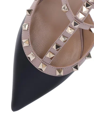 Valentino Garavani Rockstud' Slingback Heels – Black In Black