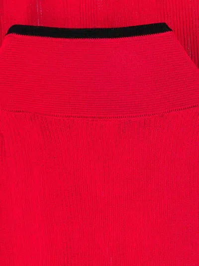 Valentino Sleeves Detail Mandarin Collar Ribbed Texture In Red