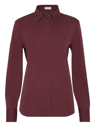 Brunello Cucinelli Long-sleeve Shirt In Burgundy
