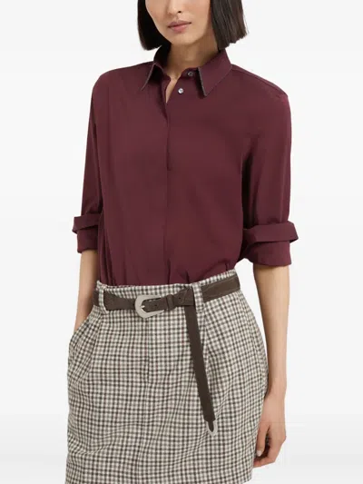 Brunello Cucinelli Long-sleeve Shirt In Burgundy