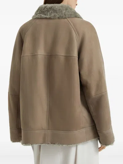 Brunello Cucinelli Zip-up Bomber Jacket In Brown