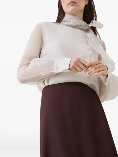 Brunello Cucinelli A-line Midi Skirt In Burgundy