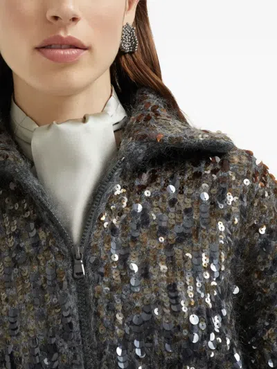 Brunello Cucinelli Silk Neck Scarf In Gray