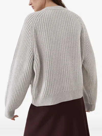 Brunello Cucinelli Ribbed Button-up Cardigan In Gray