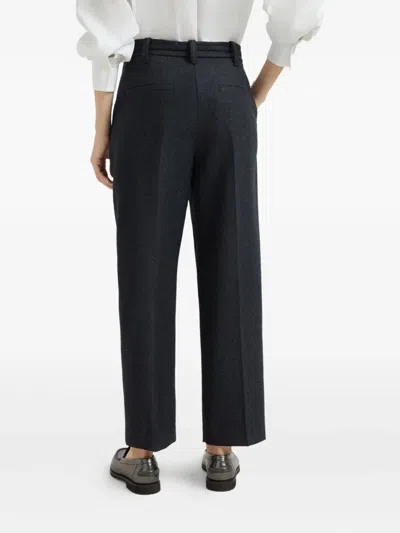 Brunello Cucinelli Wool Belted-trousers In Blue