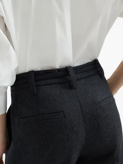Brunello Cucinelli Wool Belted-trousers In Blue