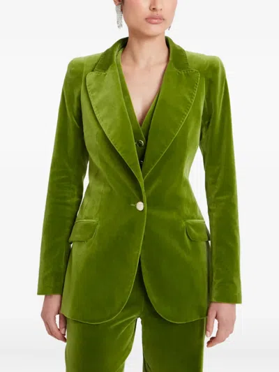 Temperley London Clove Velvet Blazer In Green