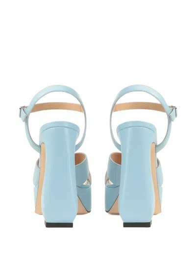 Sergio Rossi 90mm Leather Sandals In Blue