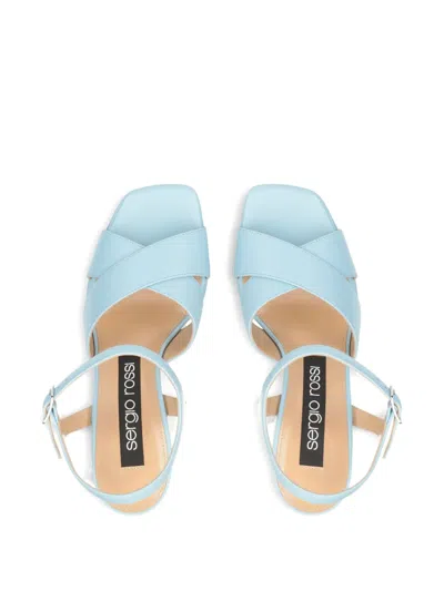 Sergio Rossi 90mm Leather Sandals In Blue