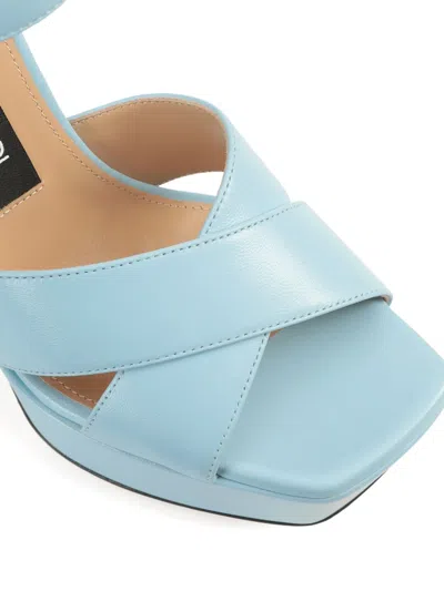 Sergio Rossi 90mm Leather Sandals In Blue