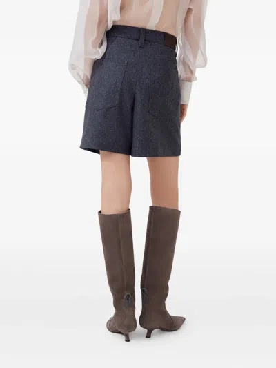 Brunello Cucinelli Virgin Wool Knee-length Shorts In Blue