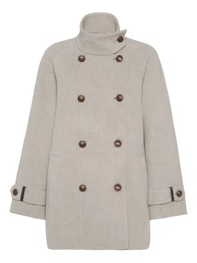 Brunello Cucinelli Hand-finished Caban Jacket In Gray