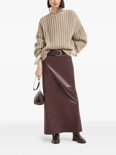 Brunello Cucinelli Chunky-knit Cashmere Sweater In Brown
