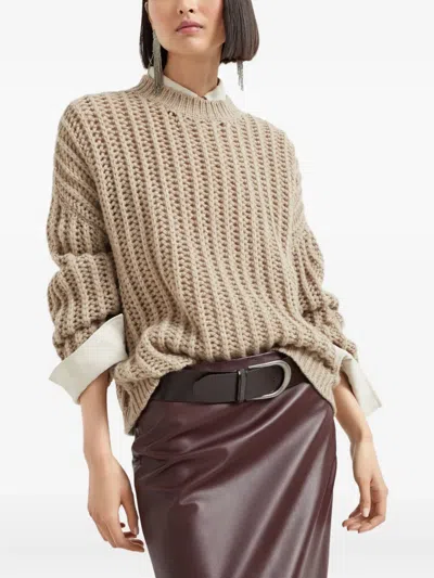 Brunello Cucinelli Chunky-knit Cashmere Sweater In Brown