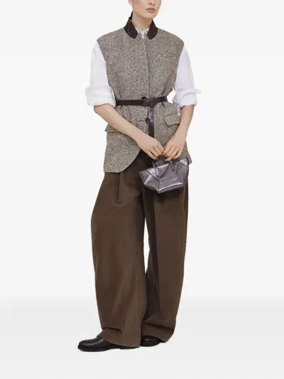 Brunello Cucinelli Flecked Belted Textured Vest