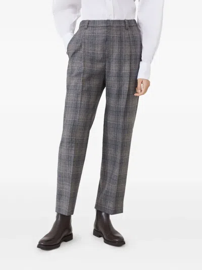 Brunello Cucinelli Checked Trousers In Gray