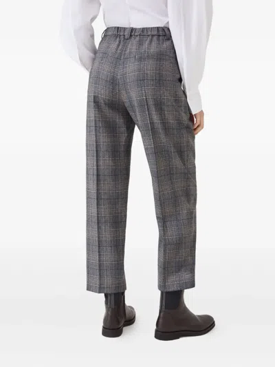 Brunello Cucinelli Checked Trousers In Gray