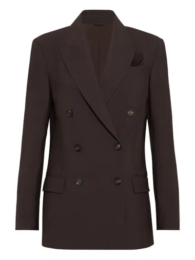 Brunello Cucinelli Double-breasted Tailored Blazer In Brown