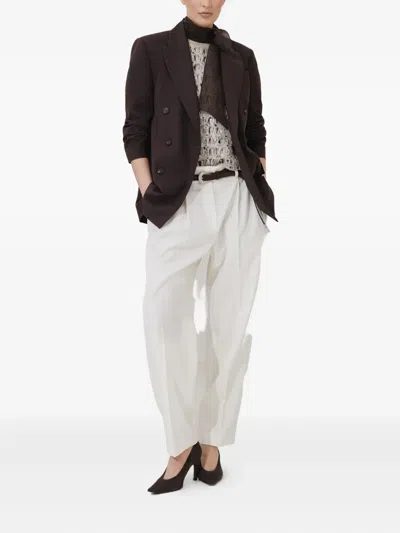 Brunello Cucinelli Double-breasted Tailored Blazer In Brown