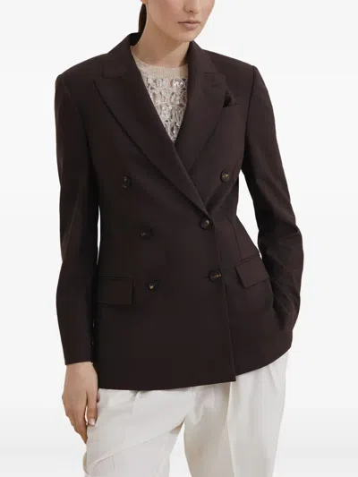 Brunello Cucinelli Double-breasted Tailored Blazer In Brown