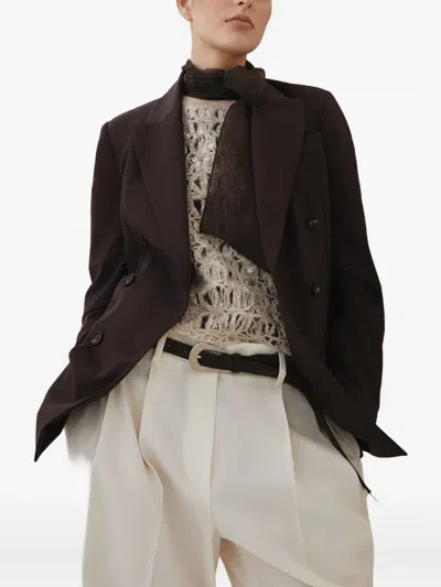 Brunello Cucinelli Double-breasted Tailored Blazer In Brown