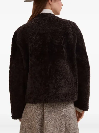 Brunello Cucinelli Reversible Sheep Shearling Double-breasted Jacket In Brown