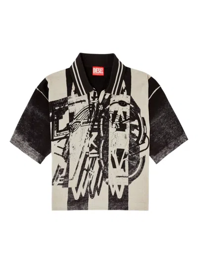 Diesel M-oliba Abstract-print Polo Shirt In Multi