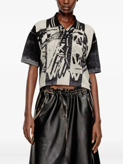 Diesel M-oliba Abstract-print Polo Shirt In Multi
