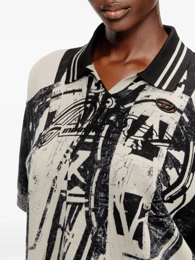 Diesel M-oliba Abstract-print Polo Shirt In Multi