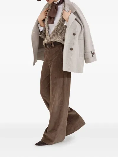 Brunello Cucinelli Long-sleeved Cardigan In Brown