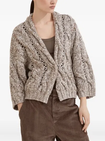Brunello Cucinelli Long-sleeved Cardigan In Brown