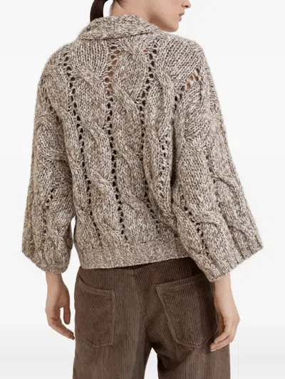 Brunello Cucinelli Long-sleeved Cardigan In Brown