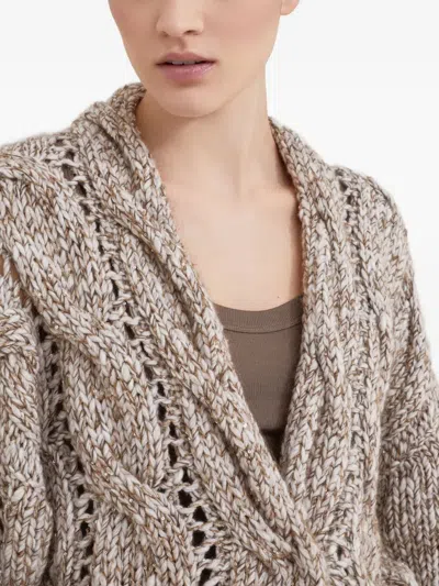 Brunello Cucinelli Long-sleeved Cardigan In Brown
