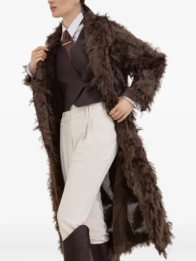Brunello Cucinelli Single-breasted Coat In Brown