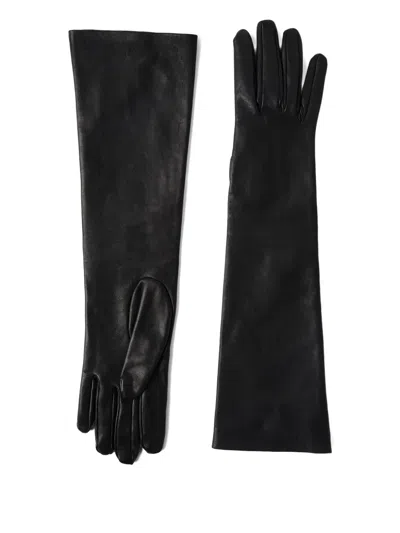 Brunello Cucinelli Long Leather Gloves In Black