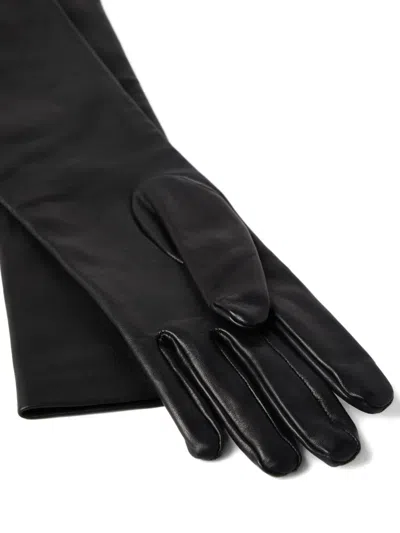 Brunello Cucinelli Long Leather Gloves In Black