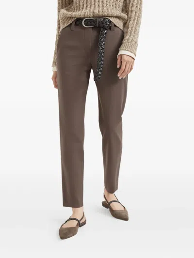 Brunello Cucinelli Jersey Trousers In Brown