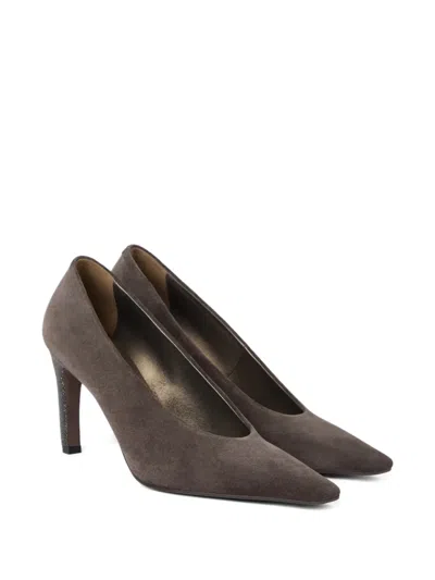 Brunello Cucinelli 80mm Suede Pumps In Brown