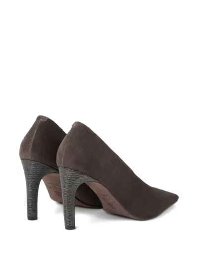 Brunello Cucinelli 80mm Suede Pumps In Brown
