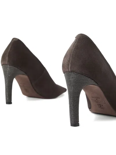 Brunello Cucinelli 80mm Suede Pumps In Brown