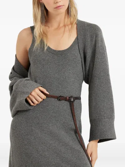 Brunello Cucinelli Cropped Cardigan In Gray