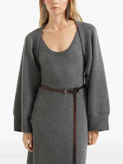Brunello Cucinelli Cropped Cardigan In Gray