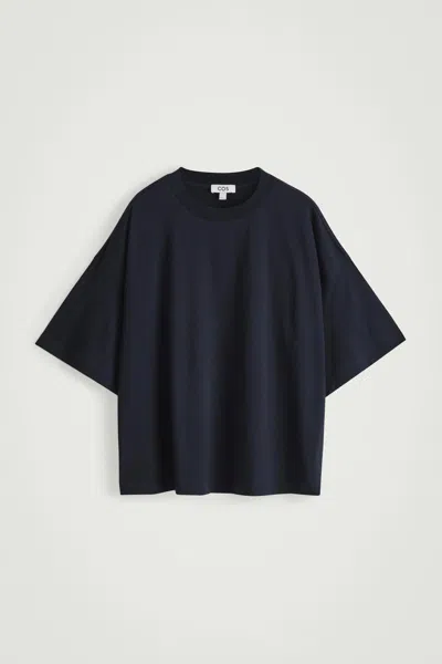 Cos Oversized Extra-wide Cotton T-shirt In Blue