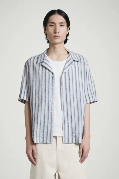 Cos Striped Resort Shirt In Brown