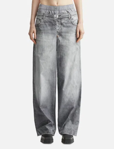Acne Studios Printed Cotton Poplin Wide-leg Pants In Gray
